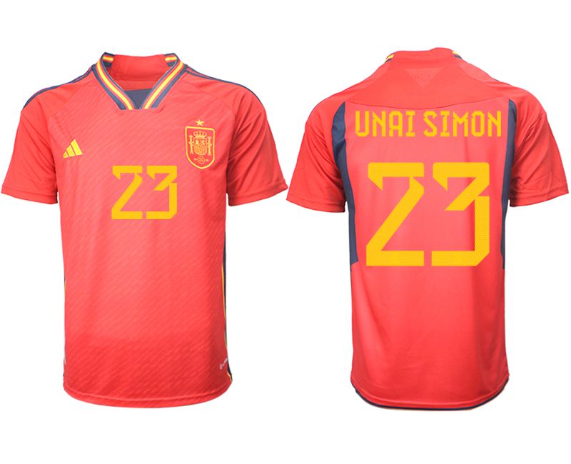 Men 2022 World Cup National Team Spain home aaa version red #23 Soccer Jerseys